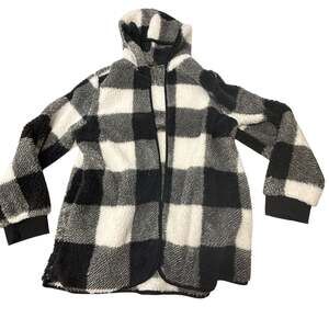 KnappStudio Buffalo Plaid Fleece Hooded Cardigan Size S
